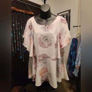 City Chic White and Pink Floral Blouse